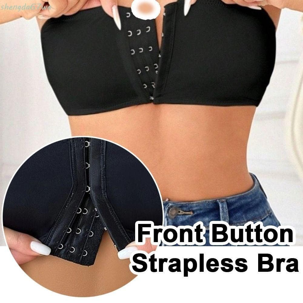 Top Tubular SHENGDA, Bandeau Invisível Sem Aro Com Botão Frontal, Sutiãs Push-Up Com Alças e Costura