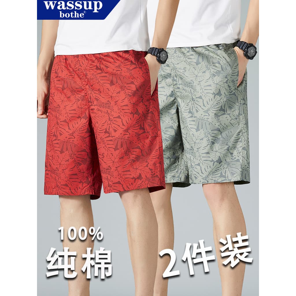WASSUP Joint Cotton Shorts Calças Masculinas Verão Novo Estilo Calças de Cinco Pontos Calças Casuais Retas Soltas Calças
