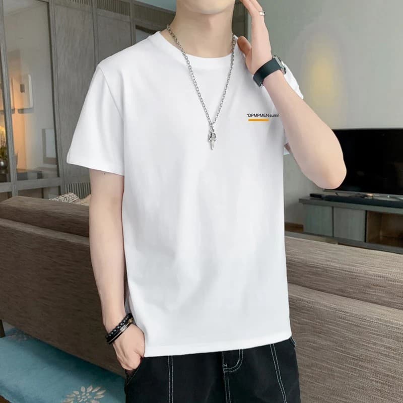 2025 verão gelo seda manga curta camiseta masculina meia manga camiseta Street Wear masculino verão branco camiseta topo