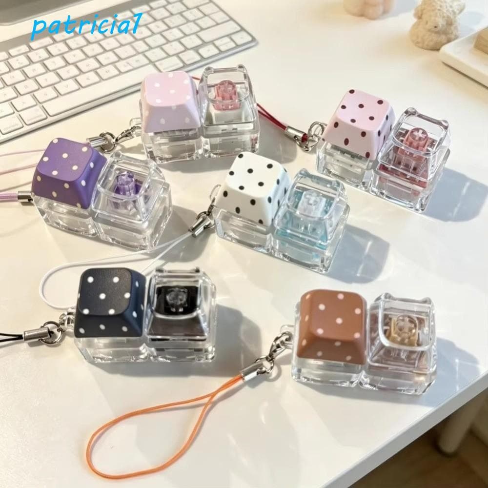 PATRICIA1 Keycap Fidget Keychain , Dot Light Up Teclado Mecânico Keycaps Chaveiro , Brilhante