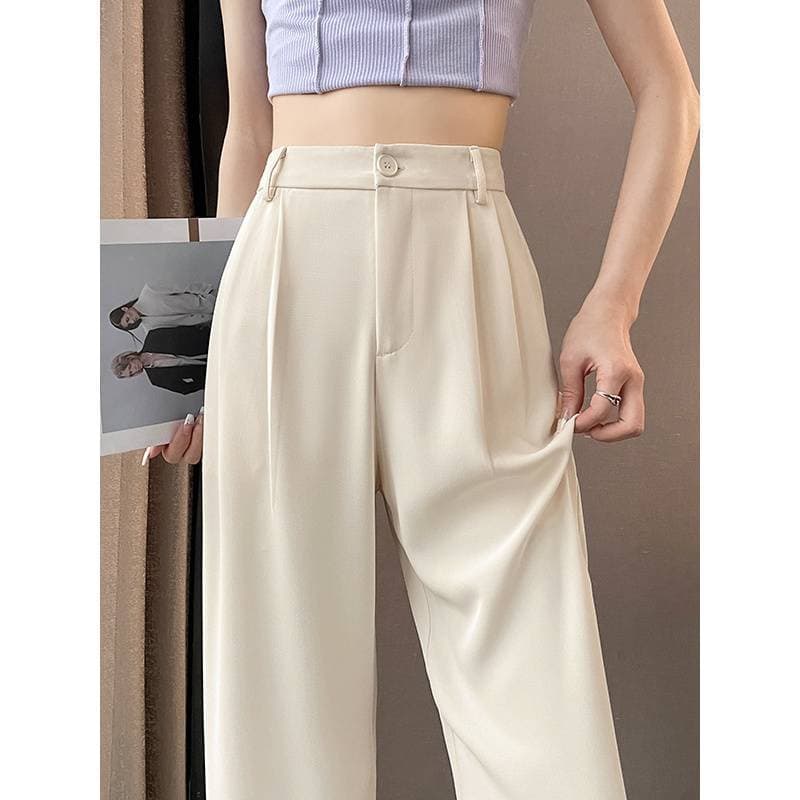Calças de terno femininas Drape high-End cintura alta mais magro olhar calças de chão roupas femininas
