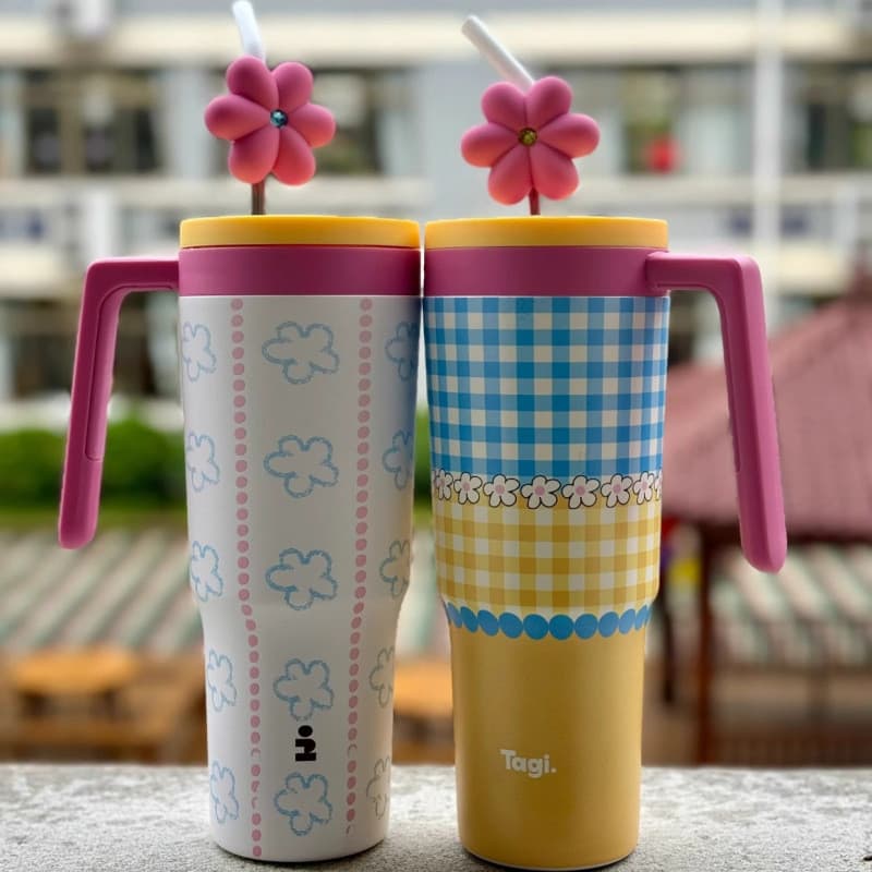 Copo térmico para campo de flores, copo térmico de grande capacidade para carro, copo mestre de gelo, copo de palha, aço