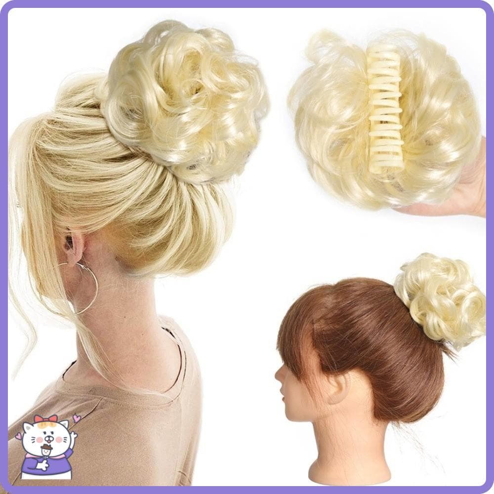 Clipe De Garra , Cabelo Sintético  Clipes De Extensão De Coque Com Cabeça De Bola Fofa , Encaracolado Bagunçado