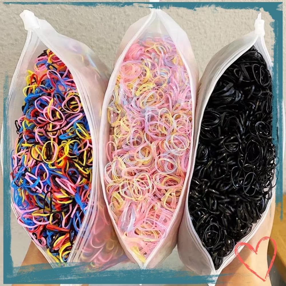 1000 Unidades/Pacote Elásticos Descartáveis  , Cores Vibrantes Material De Borracha Suportes Para Rabo De Cavalo