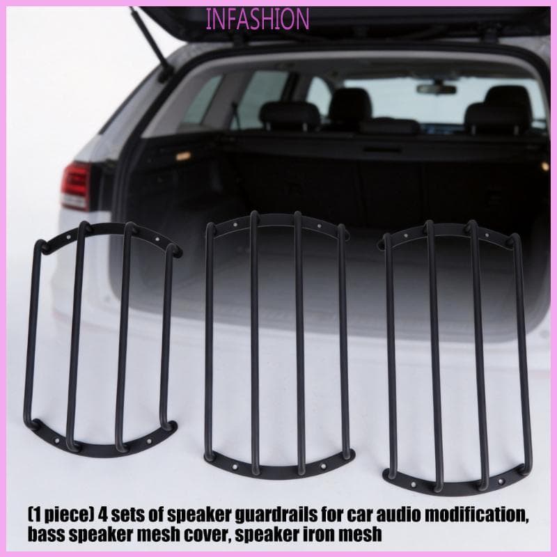 INF Carro Subwoofer Alto-Falante Guarda Grade De Metal Preto Capa Frontal Com Quatro Trilhos Quadro Para Facial E Instal