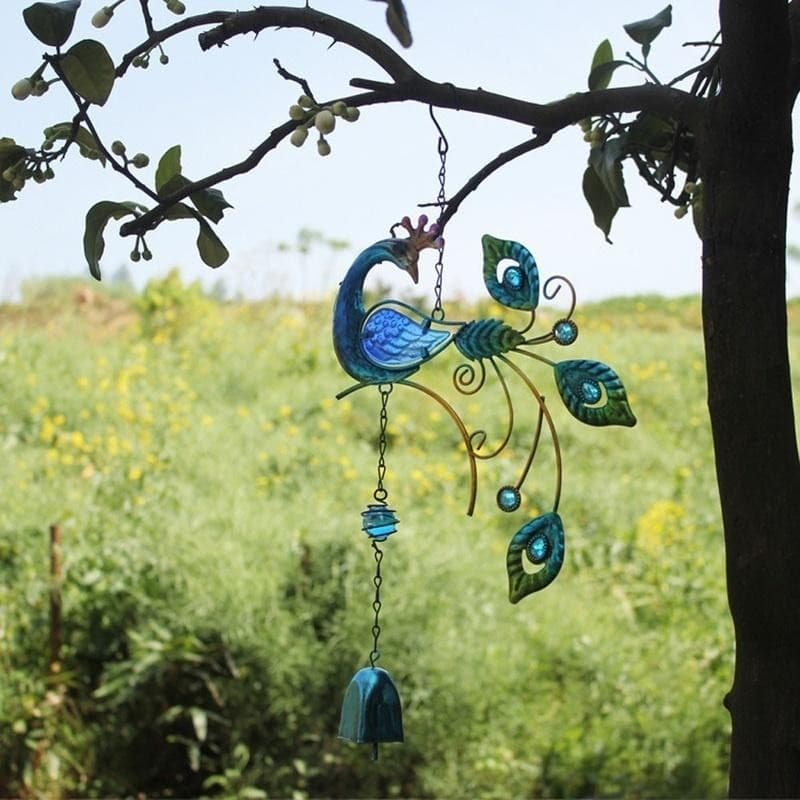Pavãos Coloridos Forma Pingente Sino Sinos De Vento Varanda Interior Ao Ar Livre Decoração Do Jardim Pendurado