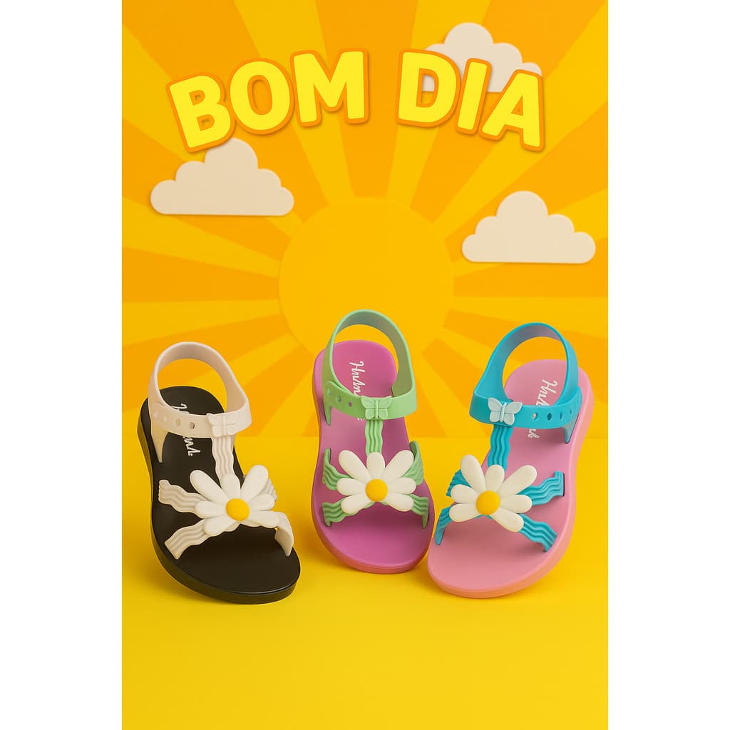 Sandália Infantil Feminina Menina Estilo Moderno Colorida Borracha Flexível