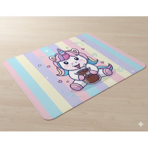 Tapete Infantil Unicórnio Antiderrapante 60x40cm Decoração