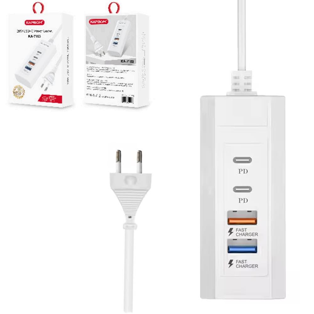 Hub Usb 2 USB-C Carga Rápida 20w + 2 USB PD Tomada KA-7153