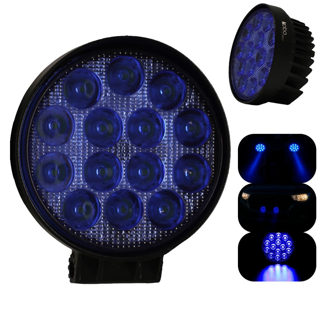 Farol Led redondo 42W Azul Pulverizador Agrícola Colheitadeira trator bivolt