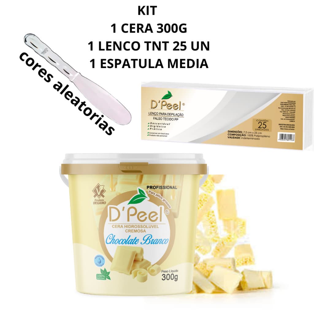 Cera Depilatória 300g - Kit Completo com Lenços e Espátula  Envio Imediato Antialérgica