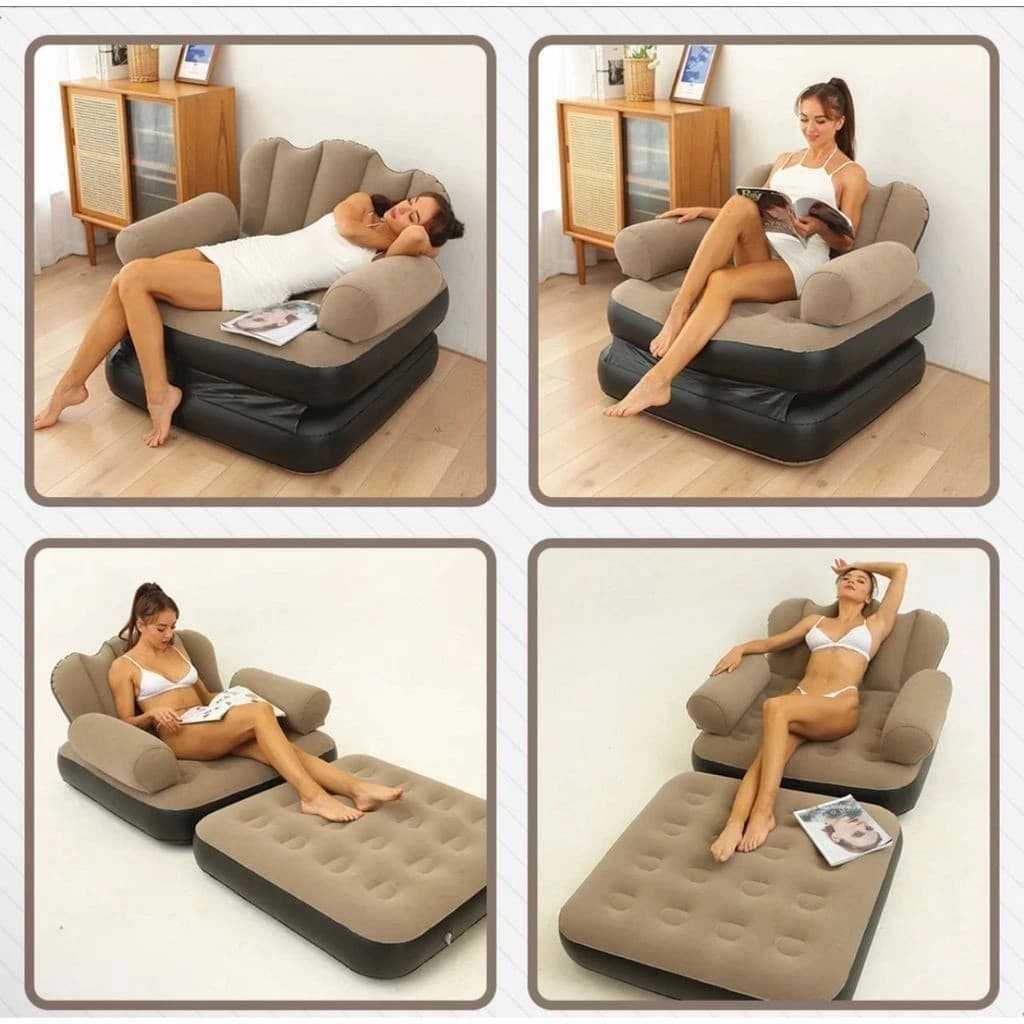 Sofá Cama Inflável Poltrona Espreguiçadeira Puff Cadeira Conforto Portátil Dobrável Praia Piscina