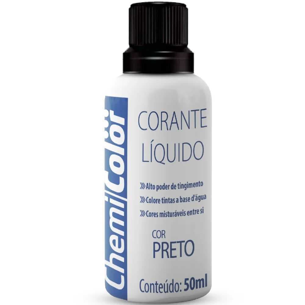 Corante Liquido 50ml Preto - Chemicolor