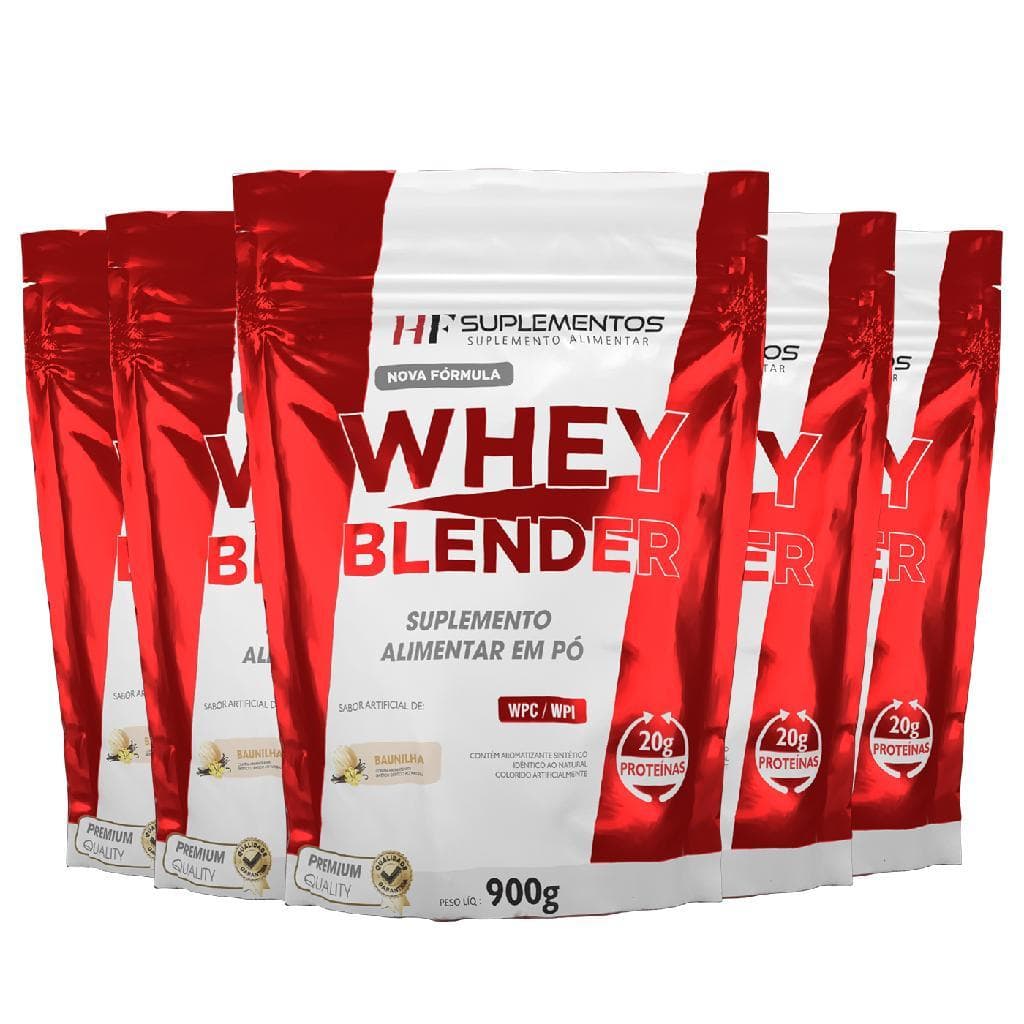 5X WHEY BLENDER CONCENTRADO BAUNILHA 900G HF SUPLEMENTOS
