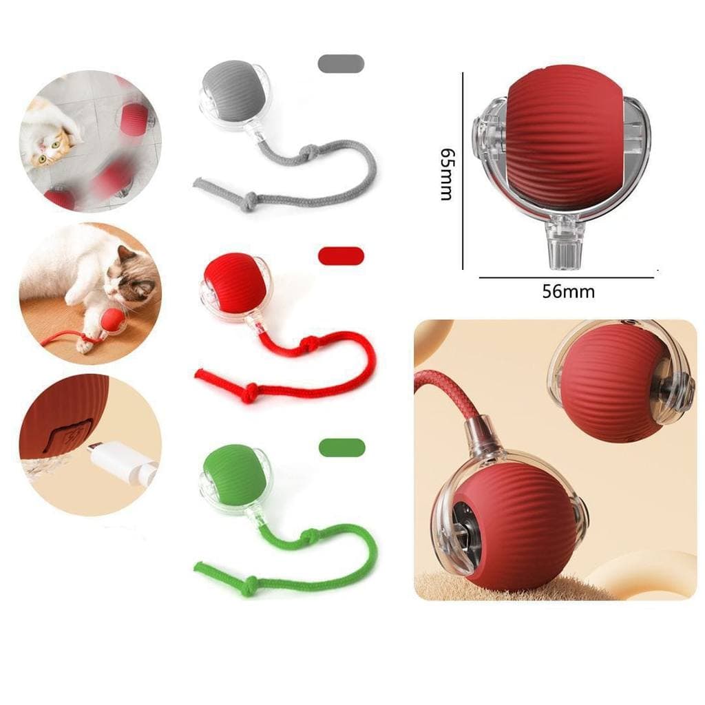Bolinha Inteligente Automática Pet 5V LED Bivolt Brinquedo Interativo com Cordinha P.HQ