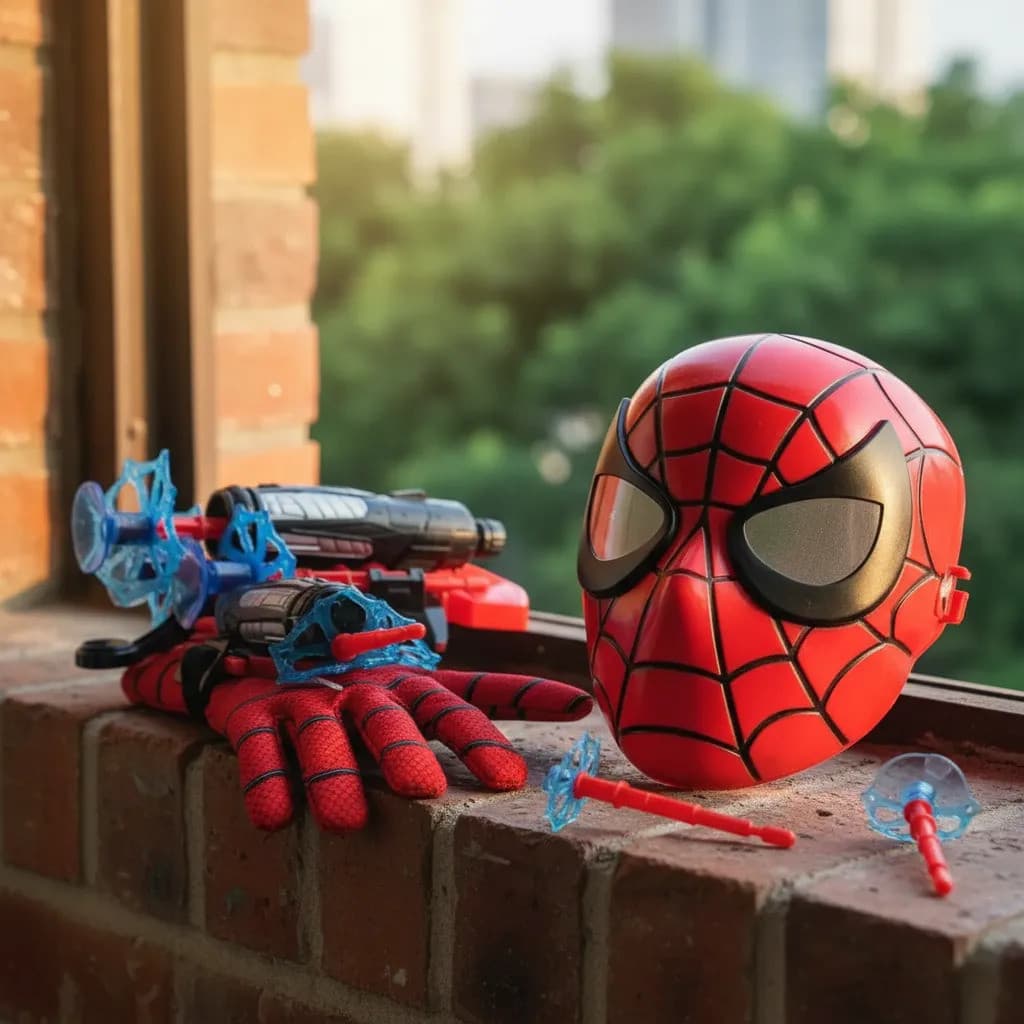 Luva Homem Aranha lança teia + Bola de futebol infantil + Mascara Plastico Brinde