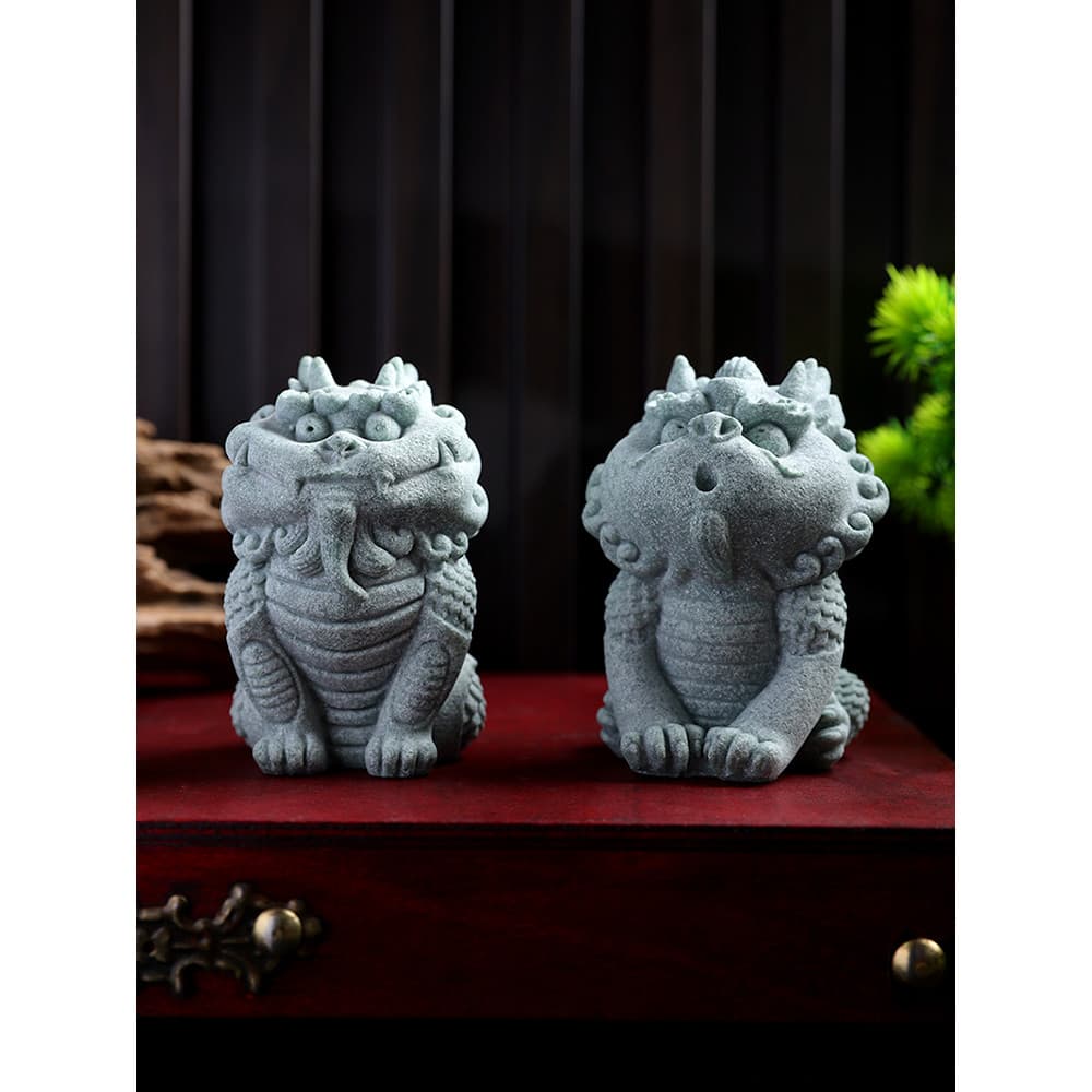 Feng Shui Kirin ornamentos cidade casa pedra chinês Desktop dinheiro-sorte mascote lápis-lazúli criativo engraçado bonit