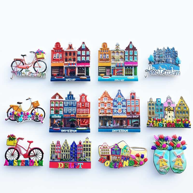 Amsterdã, Países Baixos, adesivos decorativos 3D para geladeira, série de presentes de lembrança, Países Baixos NKV6 SVK