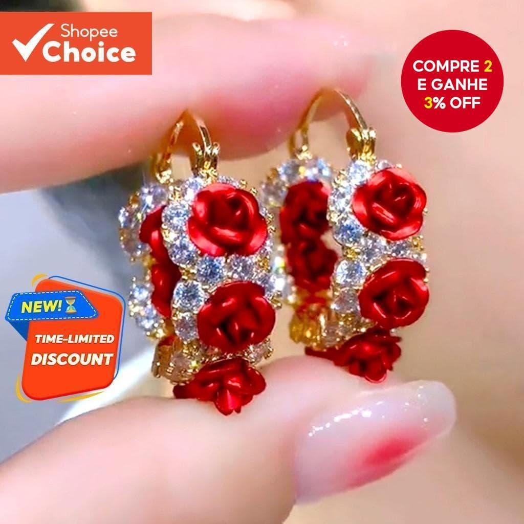 Clipes De Orelha De Rosa Romântica Cristal Strass Elegante Joias Delicadas De Luxo