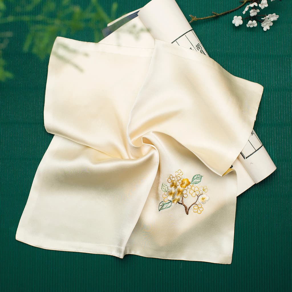 Lenço de seda feminino lenço quadrado Su bordado presente mãe mais velho lenço de seda amoreira presente estilo ch