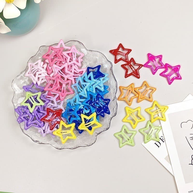 Conjunto de 100 presilhas de cabelo coloridas em formato de estrela, estilo Y2K dopamina/antiderrapante, adequado para m