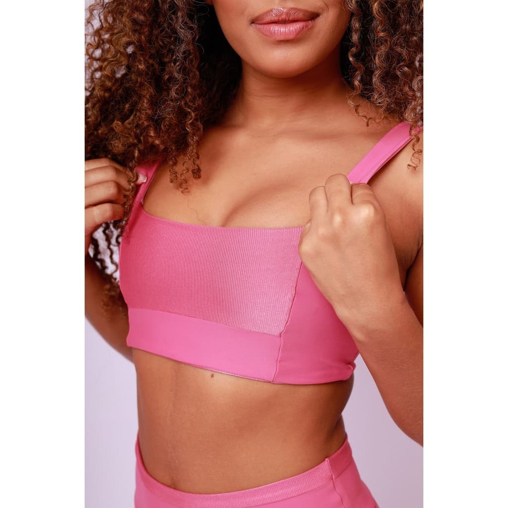 Top Academia Feminino Decote Quadrado com Recorte Texturizado Confortável e Modelador