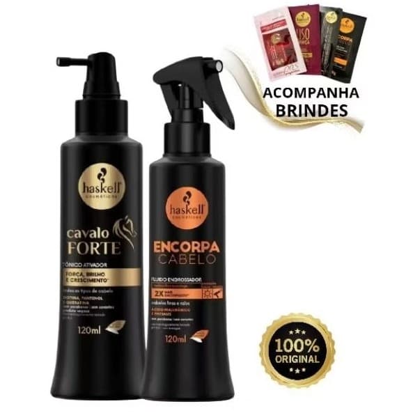 Poderoso Kit Haskell Tônico Capilar + Fluido Engrossa Cabelo