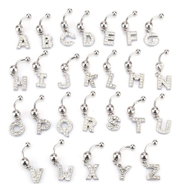 | 【piercing umbigo】 | bijuterias femininas ☃Europeu americano novo estilo umbigo unhas letras 26 letras inglesas az redo
