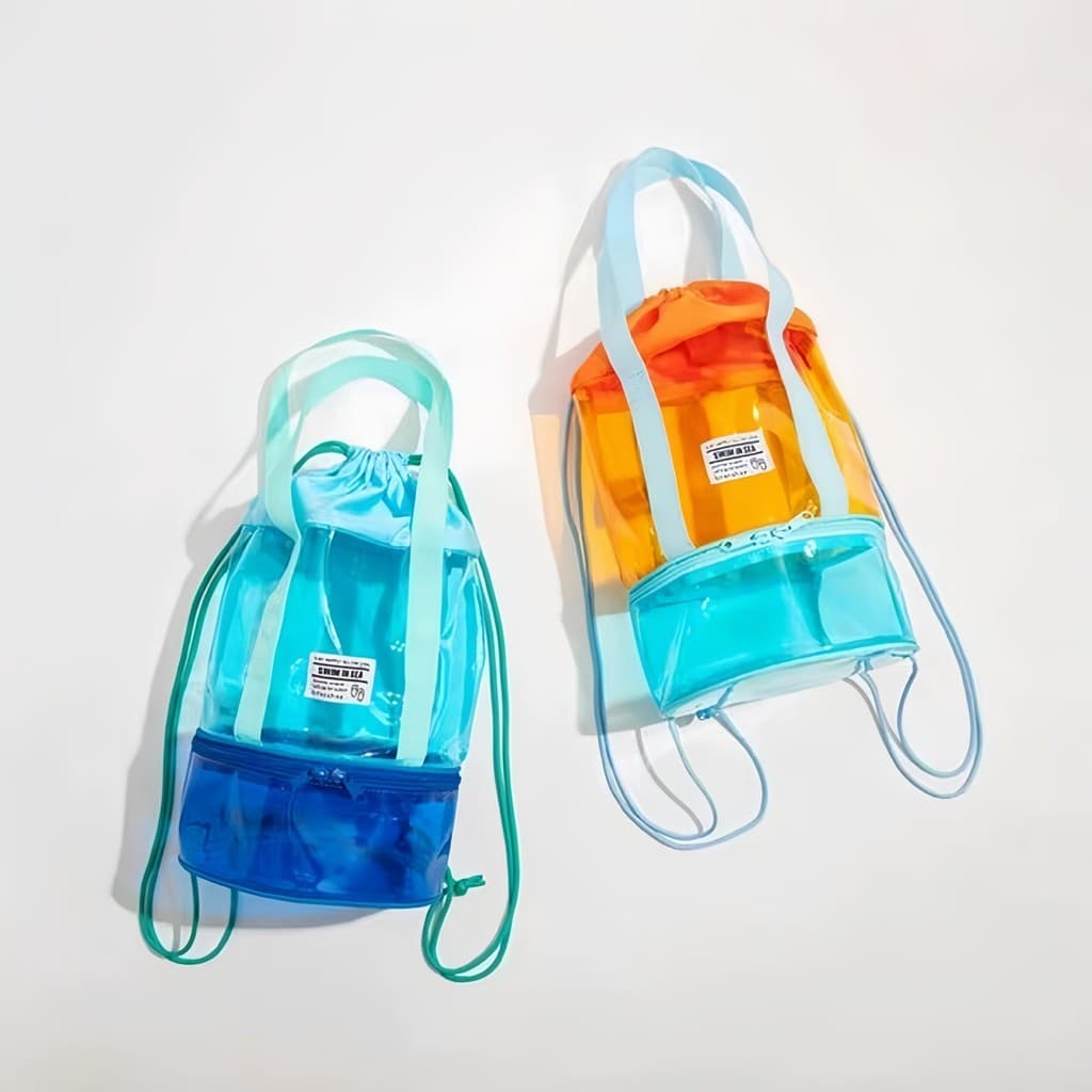 Estilo japonês crianças PVC saco de natação dupla camada seco molhado separação maiô saco de armazenamento à prova dwate
