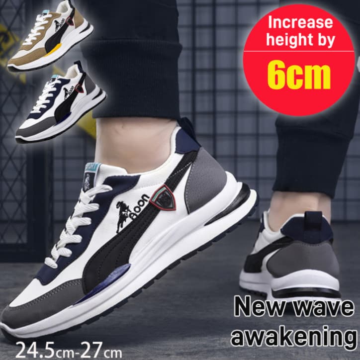Sapatos masculinos estilo "dad shoes" em couro e tecido, ideais para uso casual na primavera e no outono.