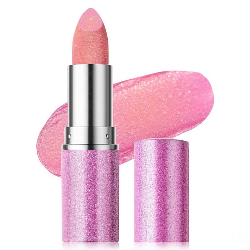 Batom Metálico com Glitter Elinde para Mulheres, Batom Brilhante de Longa Duração, Batom Iluminador, Maquiagem com Brilh