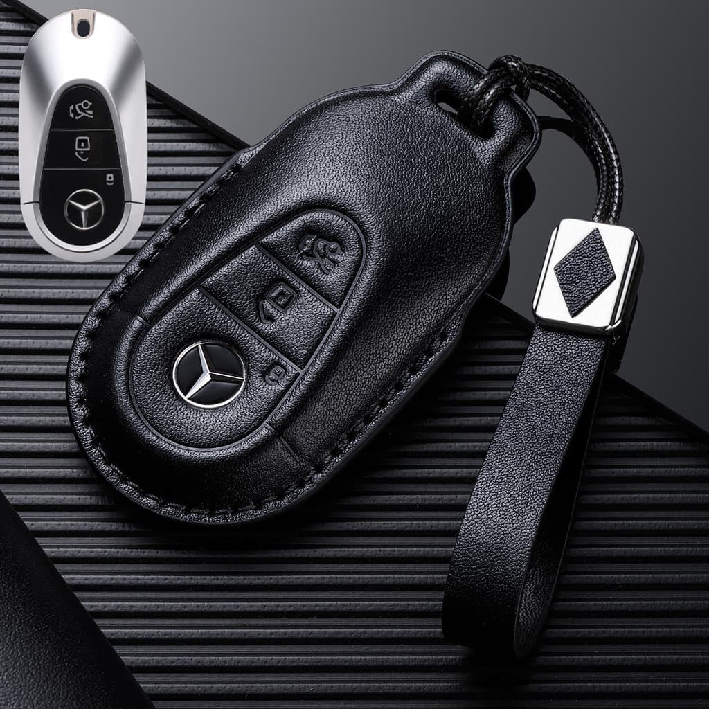 Capa para chave Mercedes-Benz CLE300 CLE260 couro genuíno CLE53AMG, bolsa especial para chave de carro, fivela protetora