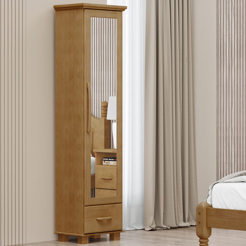 Sapateira Vertical Multiuso Com Espelho 1 Porta 1 Gaveta Zahav F06 Freijó - Lyam Decor