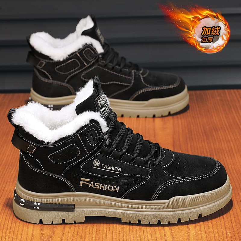 Botas de neve masculinas forro de lã de inverno engrossado sapatos de algodão quente impermeável antiderrapante ao ar li