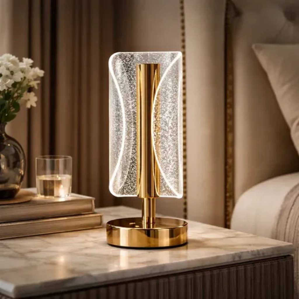 Luminária de Mesa Touch Moderna Leitura Lâmpada de Quarto de luxo Nórdico Cristal Acrílico Led