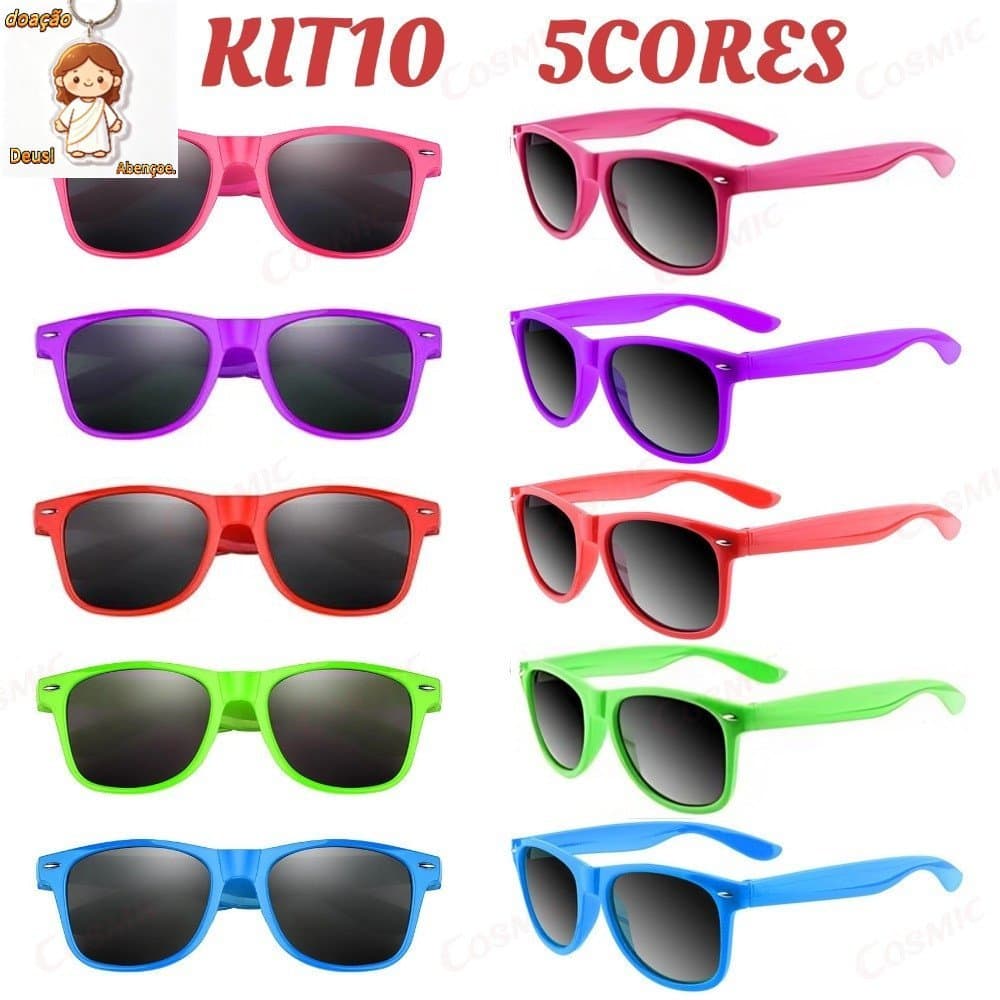 KIT 10 Óculos de sol quadrados infantis com proteção UV para meninos e meninas ideais para ao ar livre