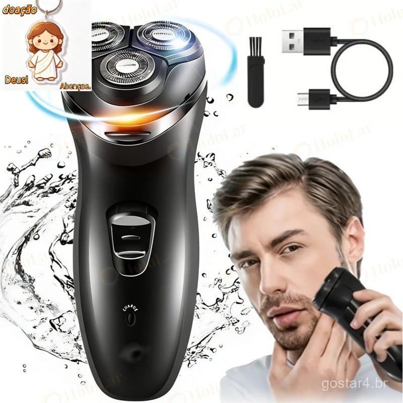 Máquina De Barbear Masculina Recarregável 220V 4D 3 Cabeças HL