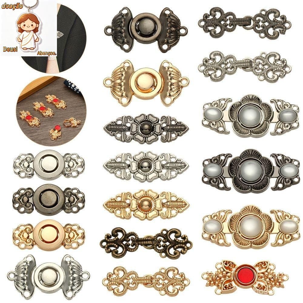 6Pcs Botões De Metal Decoração De Bricolagem Lenço De Pescoço Fivela Cheongsam