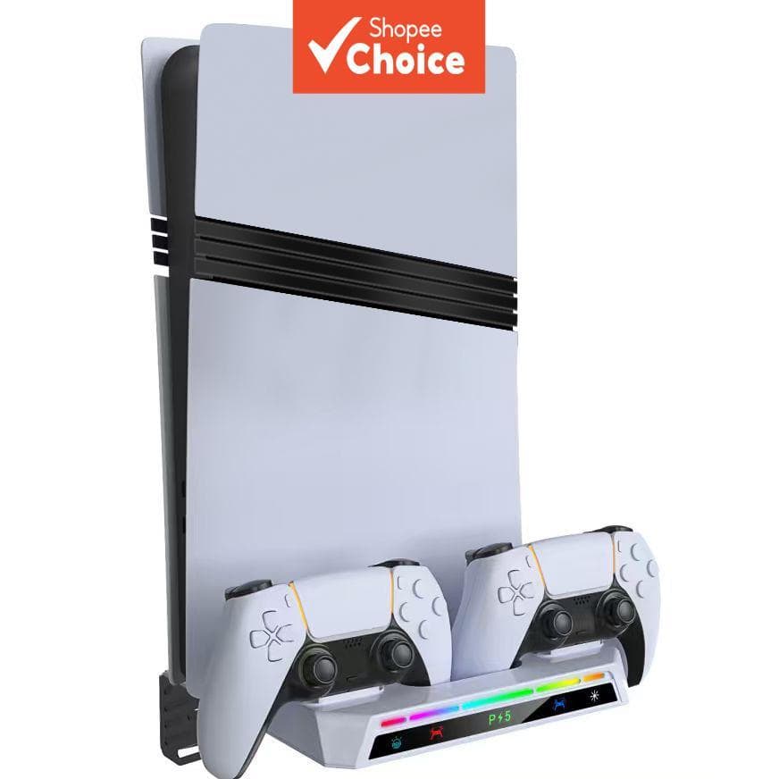 Suporte de parede para consoles PS5/PS5 Slim/PS5 Pro, permite carregamento rápido de 2 controles PS5, carga completa em