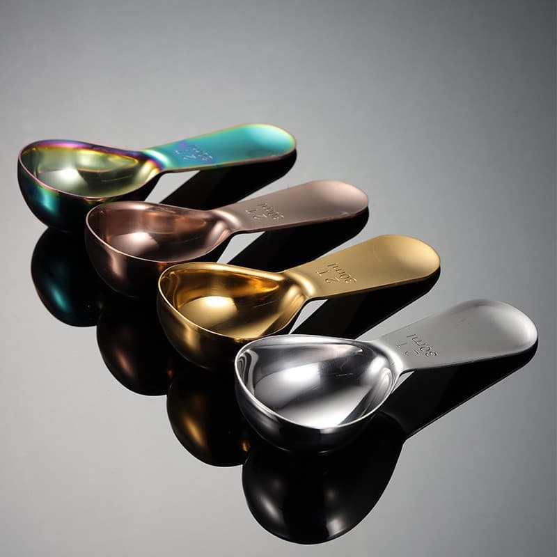304 Colher de medida de aço inoxidável 15 /30ml Colher de medida de aço inoxidável Golden Colorful Kitchen Baking Tools
