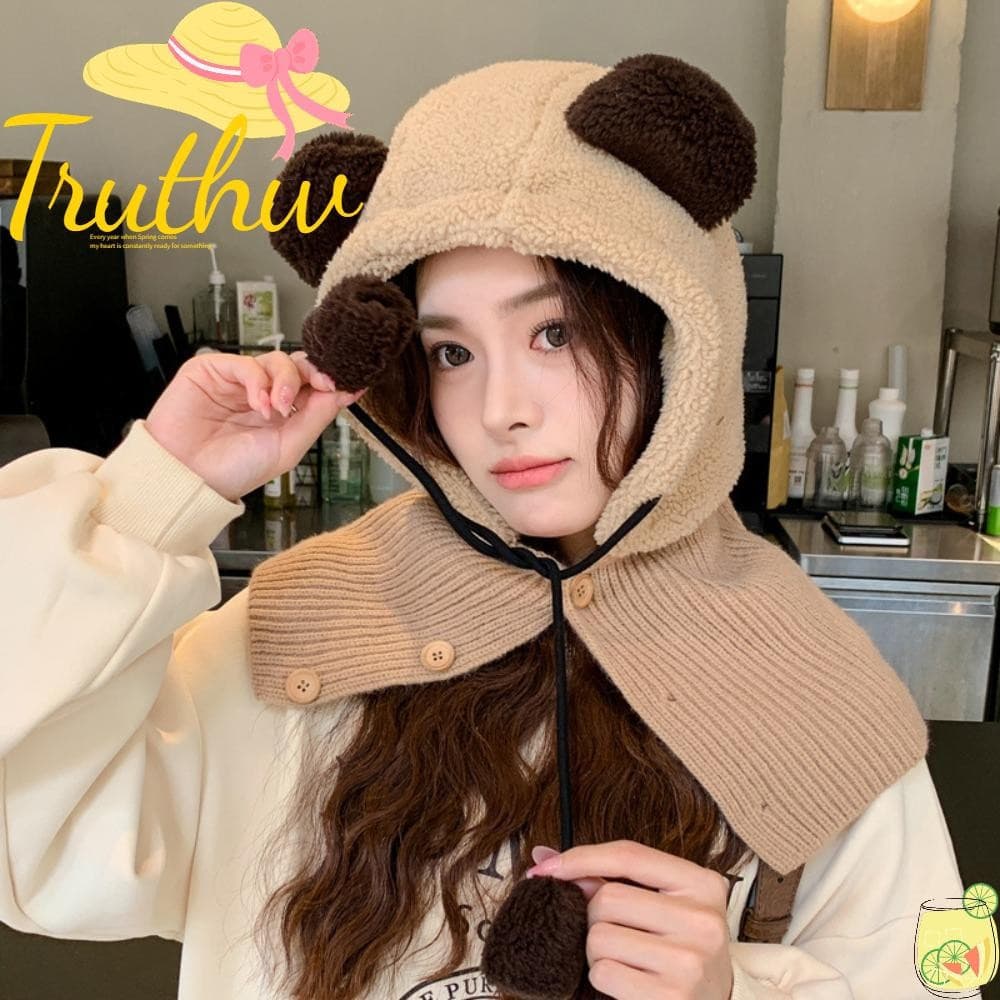 TRUTHW Gorros Femininos , Conjunto De Cachecol De Chapéu Engrossado Quente De Inverno , Boné De Proteção De Orelha De Ma