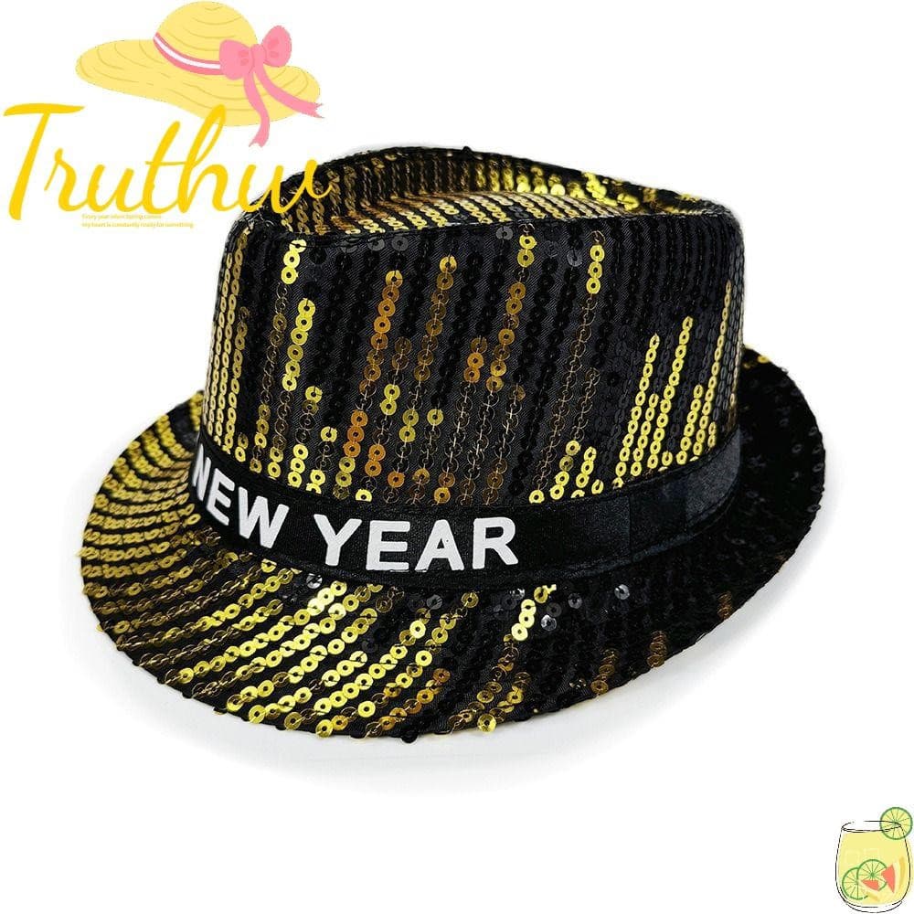 Chapéu De Jazz TRUTHW , Decorativo Colorido De Feliz Ano , Adereços Criativos Para Fotografia Com Tira Brilhante
