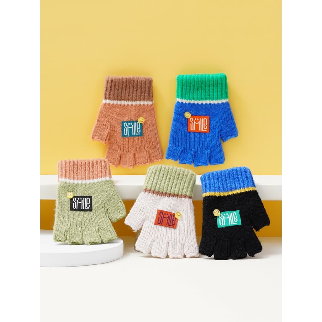 Luvas de bebê inverno estilo fino crianças meninos outono inverno crianças meio dedo Split-dedo lã inverno 2-3-