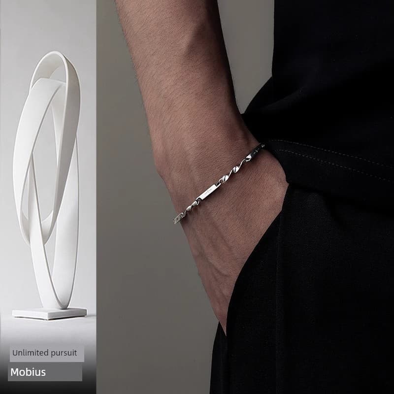 pulseira masculina pulseira Mobius pulseira masculina High-End sentimento titânio aço não desaparece meninos na moda All