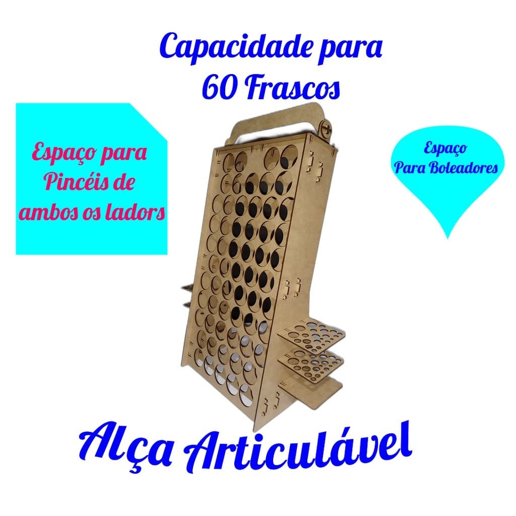 Suporte Organizador de Balcao Tinta Tecido PVA Acrilex Daiara Gato Preto 37ml Pinceis e Boleadores Pontialhismo