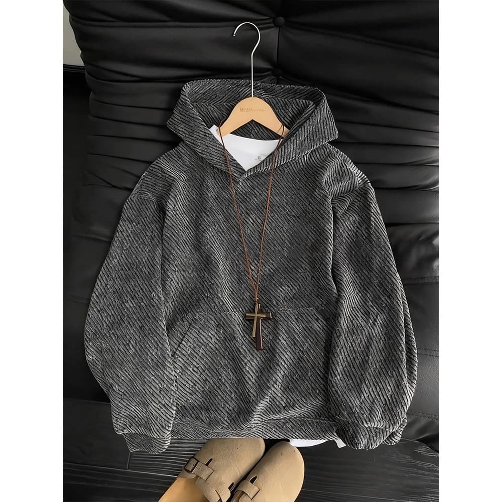 Chenille listrado moletom com capuz masculino outono inverno forro de lã pesado duro solto Hoodie americano cleanfit jaq