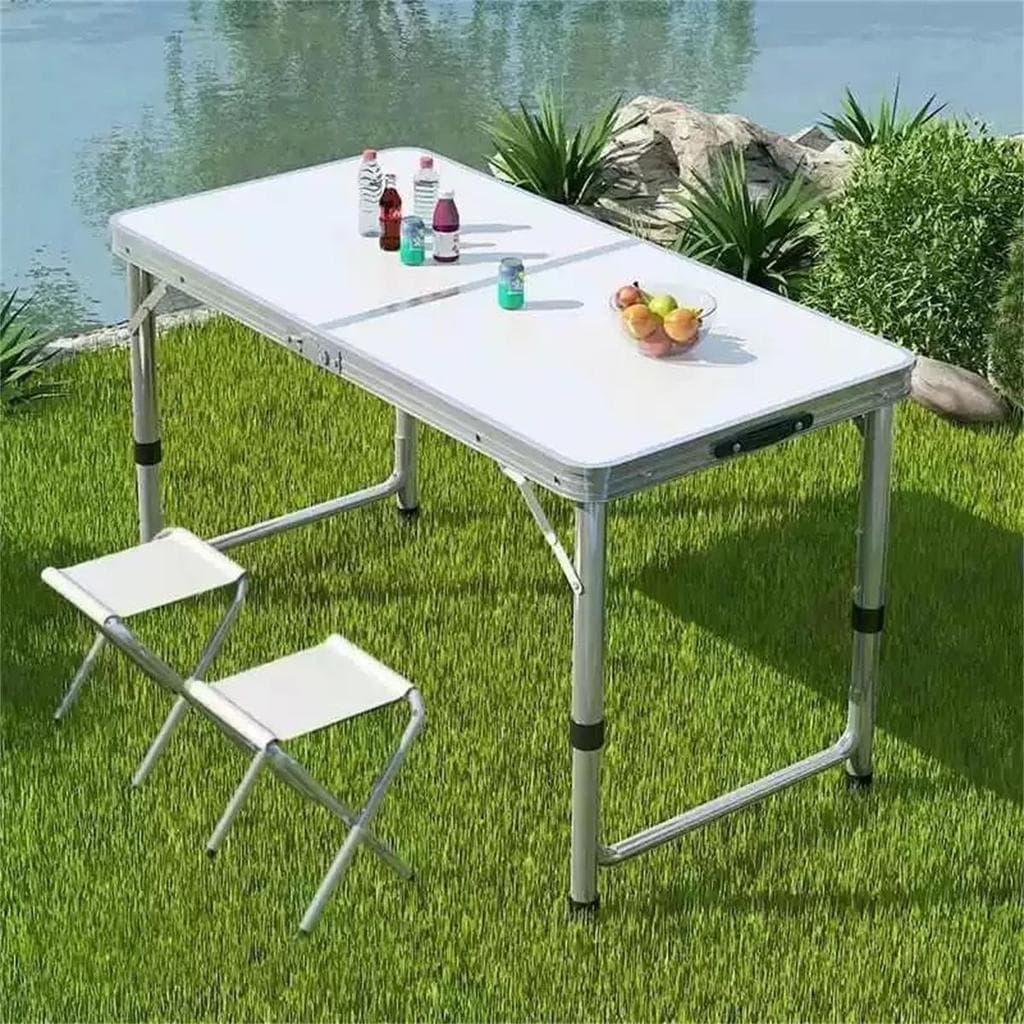 Mesa Dobrável Portátil Vira Maleta Camping Praia 90x60cm Com Branco Ideal para Viagens e Acampamentos
