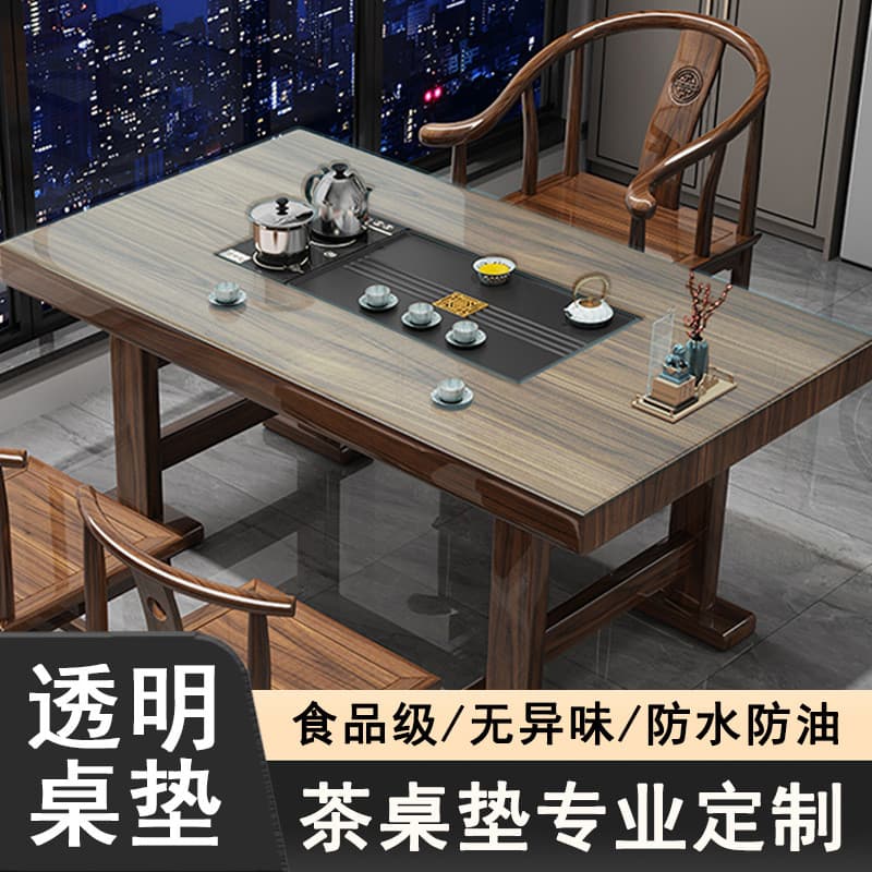 Novo estilo chinês tapete de mesa de chá pano transparente PVC impermeável à prova de óleo Anti-escaldante vidro plástic