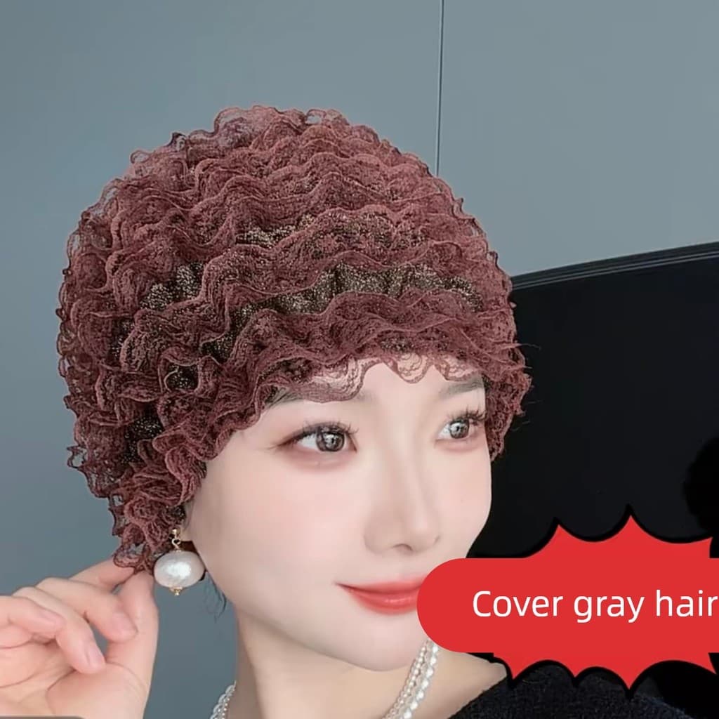 2025 outono inverno rendas mãe chapéu capa de cabelo branco cabeça boné Anti-poeira sombra moda à prova de vento boné ca