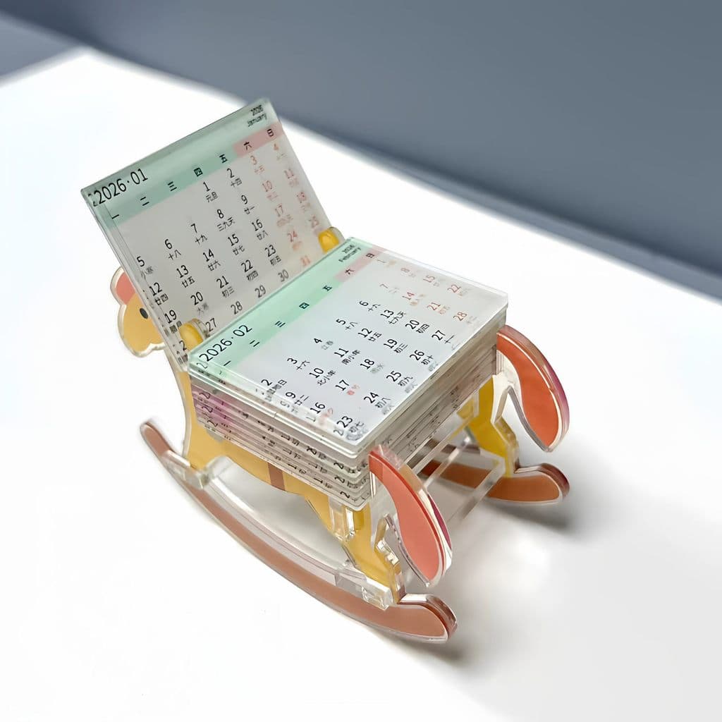 Calendário de cavalo de balanço criativo 2026 novo estilo bonito acrílico decoração de mesa pônei cartão de pé decoração